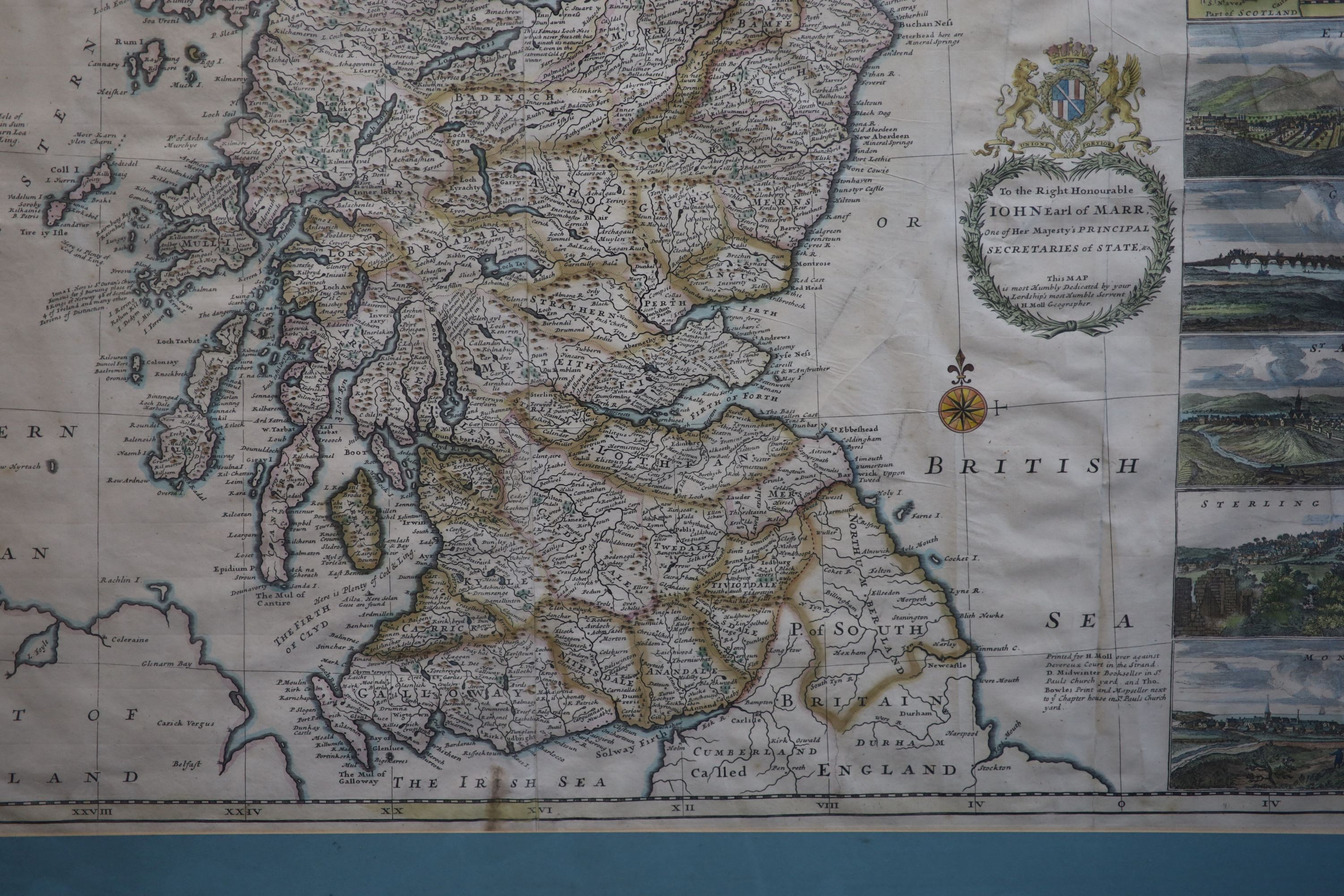 Herman Moll (1654-1732), 'The North Part of Great Britain called Scotland' 1714, coloured engraving, 60.5 x 101cm